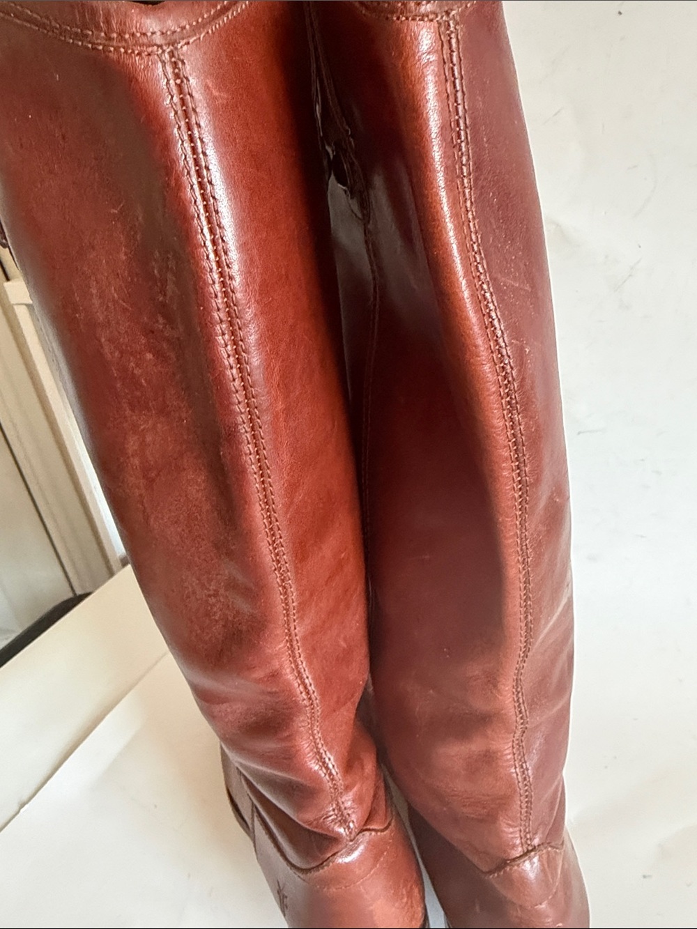 Frye Melissa Button Pull-on Brown Leather Tall Riding Cowboy Boots size 7.5 B - Picture 5 of 15